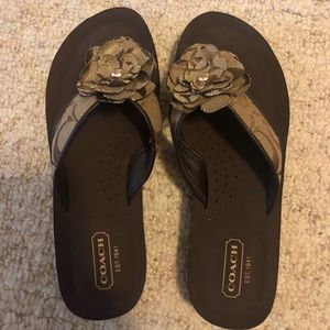 Coach new brown flip flops